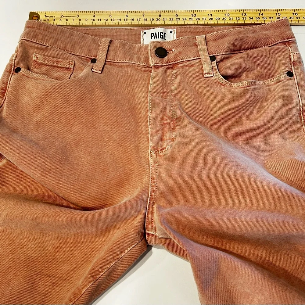 Paige Hoxton Blush Pink Jeans Straight Leg Ankle Stretchy Raw Crop Ankle Size 30